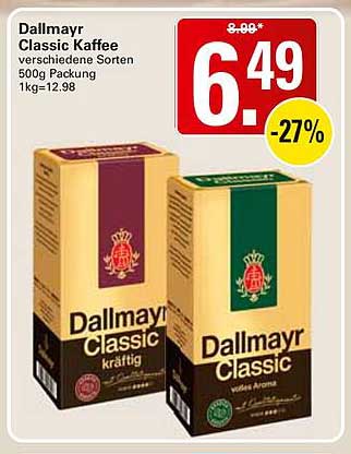 Dallmayr Classic Kaffee verschiedene Sorten 500g Packung 1kg=12,98