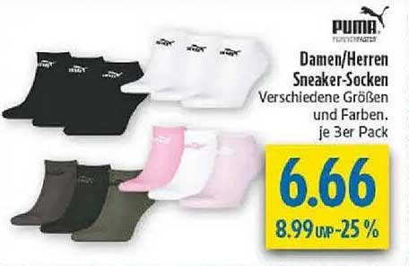 Damen/Herren Sneaker-Socken Verschiedene Größen und Farben. je 3er Pack