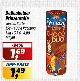 DeBeukelaer Prinzenrolle versch. Sorten 352 - 400 g Packung 1 kg = 3,76 - 4,80