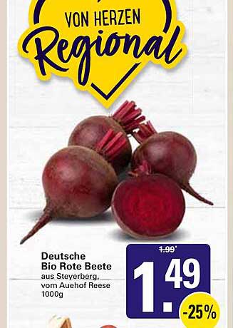 Deutsche Bio Rote Beete aus Steyerberg, vom Auehof Reese 1000g