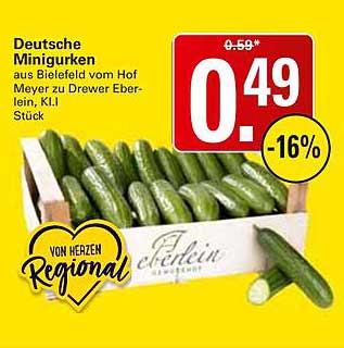 Deutsche Minigurken aus Bielefeld vom Hof Meyer zu Drewer Eberlein, KIJ Stück