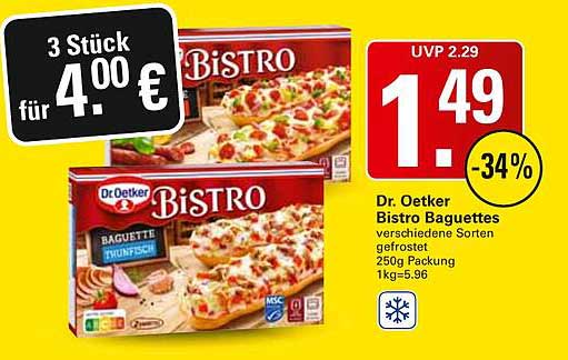 Dr. Oetker Bistro Baguettes verschiedene Sorten gefrostet 250g Packung