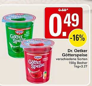 Dr. Oetker Götterspeise verschiedene Sorten 150g Becher 1kg=3.27
