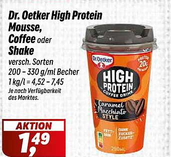 Dr. Oetker High Protein Mousse, Coffee oder Shake