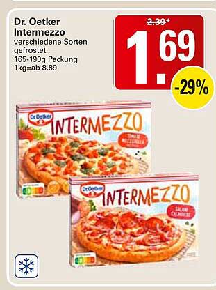 Dr. Oetker Intermezzo verschiedene Sorten gefrostet 165-190g Packung 1kg=ab 8.89