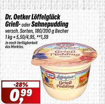 Dr. Oetker Löffelglück Grieß- oder Sahnepudding