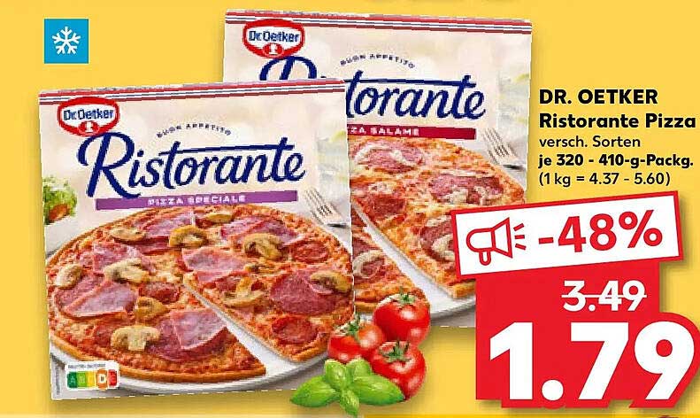 DR. OETKER Ristorante Pizza versch. Sorten je 320 - 410 g-Packg. (1 kg = 4.37 - 5.60)