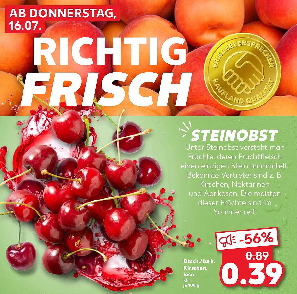 Dtsch./türk. Kirschen, lose Kl. I je 100 g