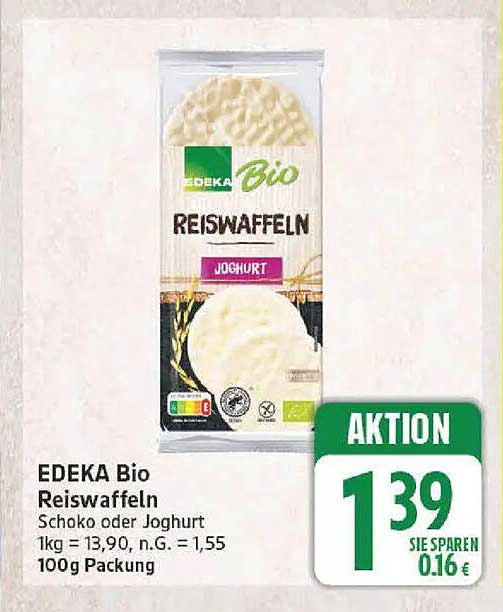 EDEKA Bio Reiswaffeln Schoko oder Joghurt 100g Packung