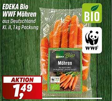 EDEKA Bio WWF Möhren aus Deutschland Kl. II, 1 kg Packung