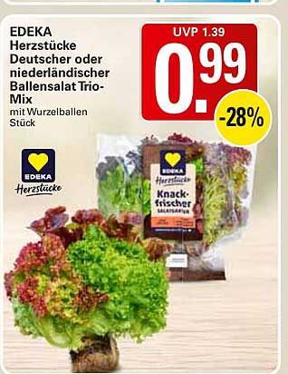 EDEKA Herzstücke Deutscher oder niederländischer Ballensalat Trio-Mix mit Wurzelballen Stück