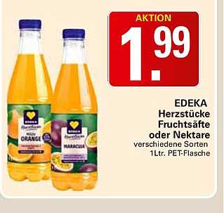 EDEKA Herzstücke Fruchtsäfte oder Nektare verschiedene Sorten 1Ltr. PET-Flasche