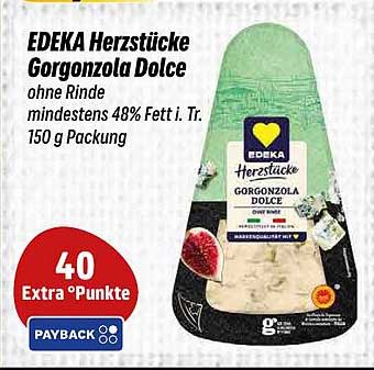 EDEKA Herzstücke Gorgonzola Dolce ohne Rinde mindestens 48% Fett i. Tr. 150 g Packung