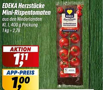EDEKA Herzstücke Mini-Rispentomaten aus den Niederlanden KL. I, 400 g Packung 1 kg = 2,78