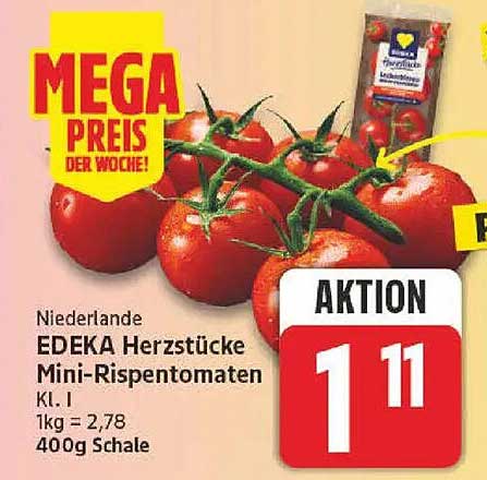 EDEKA Herzstücke Mini-Rispentomaten Kl. I 400g Schale