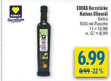 EDEKA Herzstücke Natives Olivenöl Extra 500 ml Flasche