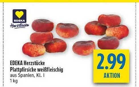 EDEKA Herzstücke Plattpfirsiche weißfleischig aus Spanien, Kl. I 1 kg