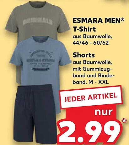 ESMARA MEN T-Shirt aus Baumwolle, 44/46 - 60/62