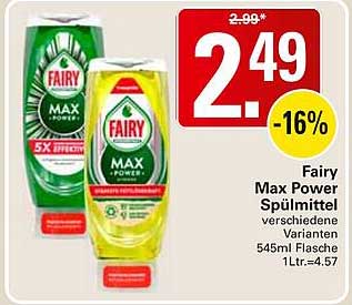 Fairy Max Power Spülmittel verschiedene Varianten 545ml Flasche 1Ltr.=4.57