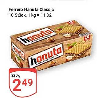 Ferrero Hanuta Classic 10 Stück, 1 kg = 11.32