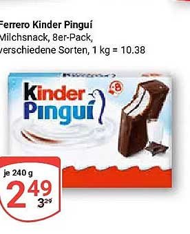 Ferrero Kinder Pingui Milchsnack, 8er-Pack, verschiedene Sorten, 1 kg = 10.38