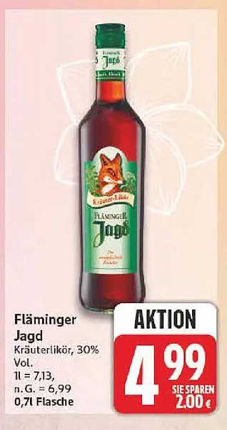 Fläminger Jagd Kräuterlikör, 30% Vol. 0,7l Flasche