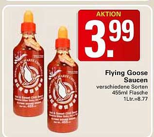 Flying Goose Saucen verschiedene Sorten 455ml Flasche 1Ltr.=8.77