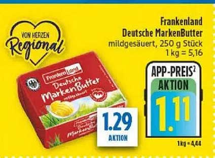 Frankenland Deutsche MarkenButter mildgesäuert, 250 g Stück