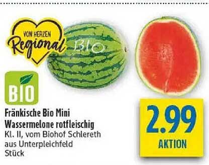 Fränkische Bio Mini Wassermelone rotfleischig