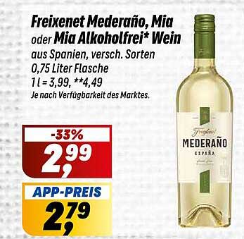 Freixenet Mederaño, Mia oder Mia Alkoholfrei* Wein