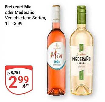 Freixenet Mia oder Mederaño Verschiedene Sorten, 1 l = 3.99