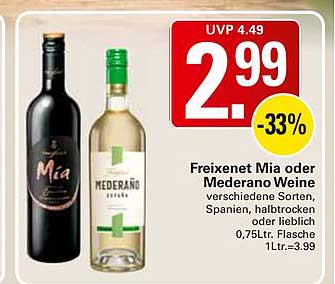 Freixenet Mia oder Mederano Weine