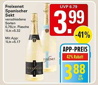 Freixenet Spanischer Sekt verschiedene Sorten 0,75Ltr. Ltr.=5.32 Mit App: 1Ltr.=5.17
