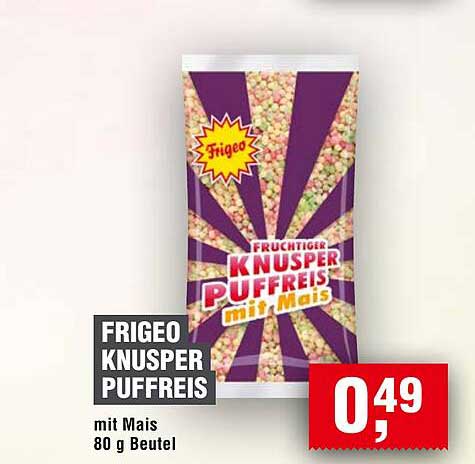 FRIGEO KNUSPER PUFFREIS mit Mais 80 g Beutel