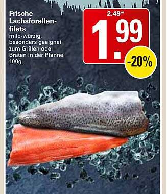 Frische Lachsforellenfilets mild-würzig, besonders geeignet zum Grillen oder Braten in der Pfanne 100g