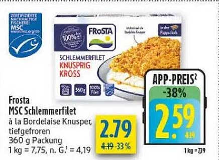 Frosta MSC Schlemmerfilet à la Bordelaise Knusper, tiefgefroren 360 g Packung