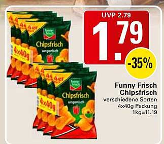 Funny Frisch Chipsfrisch verschiedene Sorten 4x40g Packung 1kg=11,19