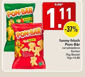 funny-frisch Pom-Bär verschiedene Sorten 75g 1kg=14.80