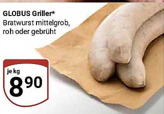GLOBUS Griller* Bratwurst mittelgrob, roh oder gebrüht