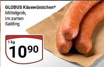 GLOBUS Käsewürstchen* Mittelgrob, im zarten Saitling