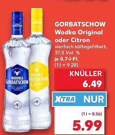 GORBATSCHOW Wodka Original oder Citron