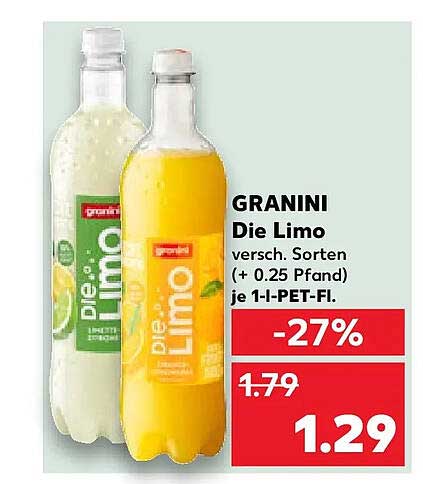 GRANINI Die Limo versch. Sorten (+ 0.25 Pfand) je 1-l-PET-Fl.