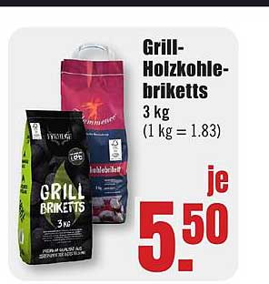 Grill-Holzkohlebriketts 3 kg (1 kg = 1.83)