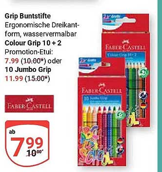 Grip Buntstifte Ergonomische Dreikantform, wasservermalbar Colour Grip 10 + 2 Promotion-Etui:
