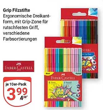 Grip Filzstifte Ergonomische Dreikantform, mit Grip-Zone für rutschfesten Griff, verschiedene Farbsortierungen