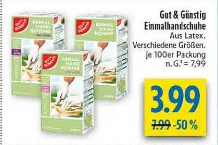Gut & Günstig Einmalhandschuhe Aus Latex, Verschiedene Größen, je 100er Packung