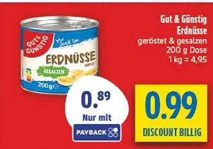 Gut & Günstig Erdnüsse geröstet & gesalzen 200 g Dose
