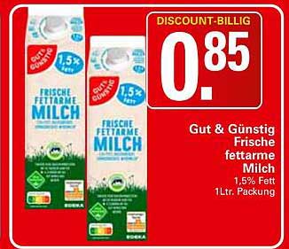 Gut & Günstig Frische fettarme Milch 1,5% Fett 1Ltr. Packung
