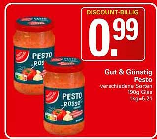 Gut & Günstig Pesto verschiedene Sorten 190g Glas 1kg=5.21