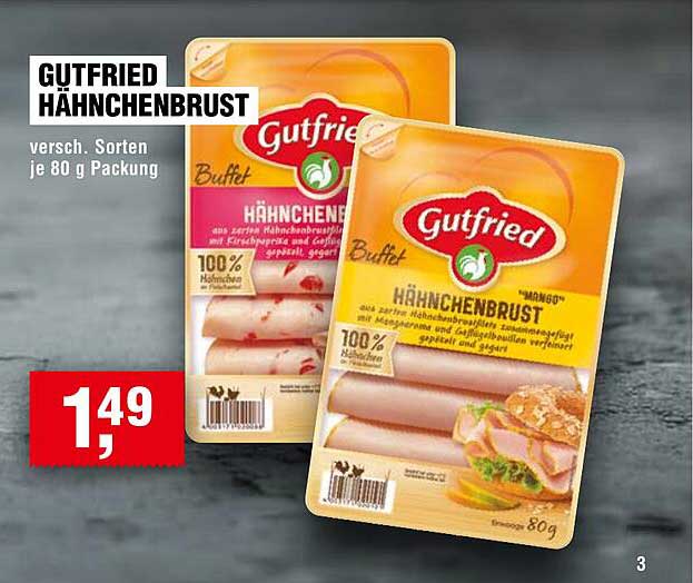 Gutfried Hähnchenbrust versch. Sorten je 80 g Packung